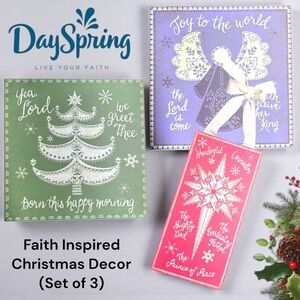 Deck the Halls with Faith & Joy: Set of 3 DaySpring Christmas Wall Décor Plaques